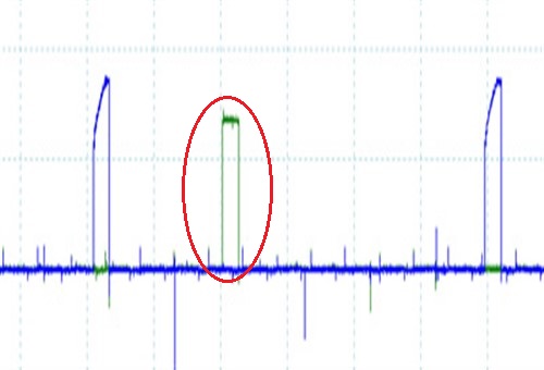 Defective three wire coil waveform